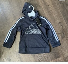 NWT Adidas Small Boy's Big Logo Lightweight Fleece Hoodie Black Size 4