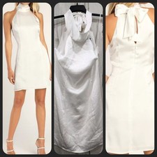 LULUS Infinite Admiration White Satin Halter Mini Dress Size LARGE**NWOT**