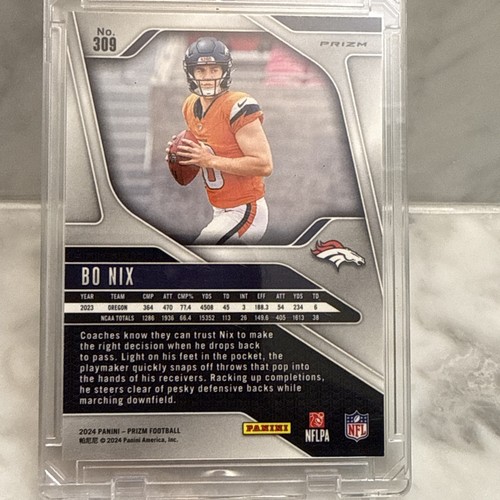 2024 Panini Prizm 🔥Bo Nix 🔥Orange Disco Prizm Rookie RC #309 Denver Broncos - Picture 6 of 6