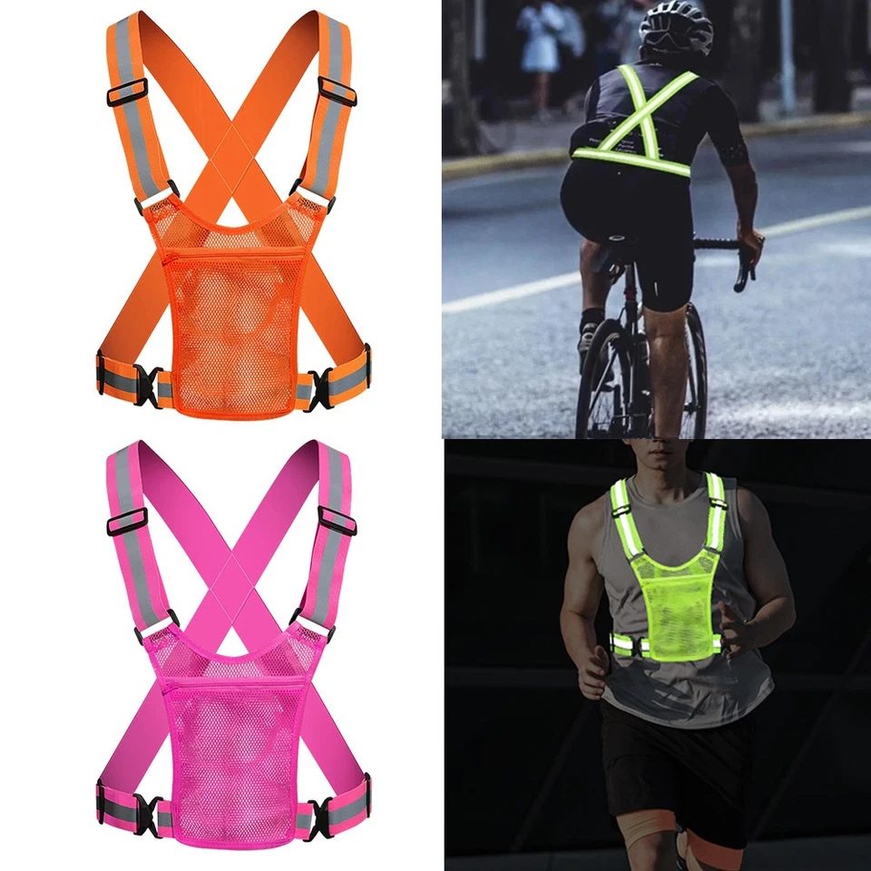 Vest Safety Visibility Running Waistcoat Reflective Belt Cycling StrapAdjustable - Image 4 of 4