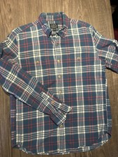 J. Crew Sporting Goods 2 pockets Flannel Shirt Men Medium Plaid Long Sleeve VTG