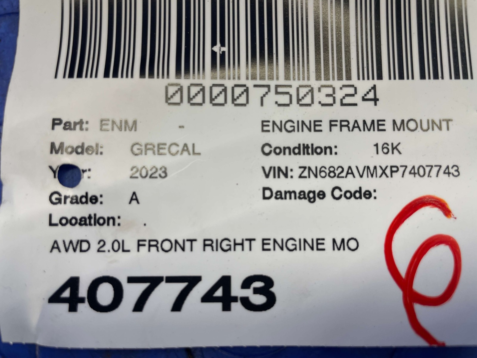 2023-2026 MASERATI GRECALE M182 2.0L FRONT RIGHT ENGINE BRACKET 00505515100