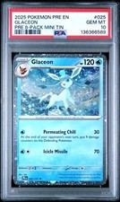 2025 Pokemom SV Evoluzioni Prismatiche Glaceon PRE Confezione da 8 Mini Tin 025/131 PSA 10