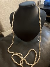 Single Strand Long Pearl Beaded Necklace Knotted 5mm Beads 123cm/49 Inch