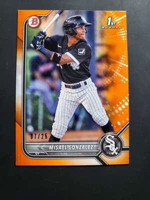 2022 Bowman #BCP-4 Misael Gonzalez Chrome Prospects Mojo Orange Refractor #/25