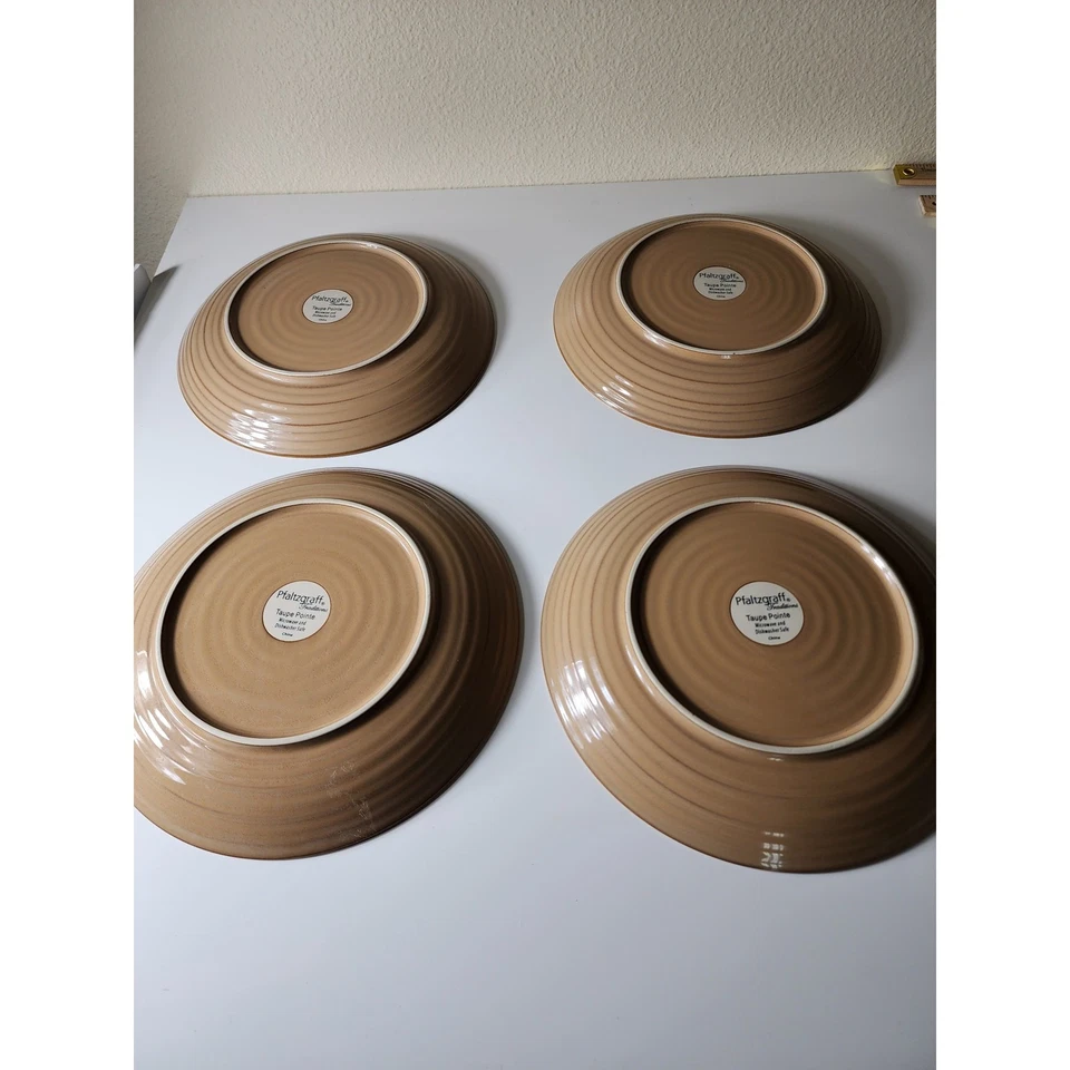 PFALTZGRAFF серо-коричневые пуанты тисненые круги 2010 керамика 10,5 дюйма тарелки набор из 4 - Изображение 4 из 4