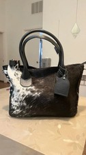 Women s Western Cowhide Leather Tote Bag  Bla...