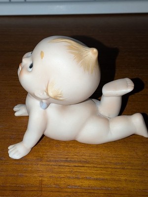 Fine Vintage Lefton Bisque Sad Face Kewpie Doll Tiny Blue Wing Buds KW228N