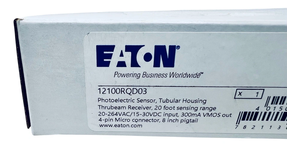 Eaton 12100RQD03 Photoelectric Sensor Tubular Housing Thrubeam Receiver - NEW - Image 2 of 4