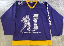Vintage 1986 Hockey Night In Boston Jersey Made In USA Game Worn Mens XL Purple