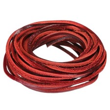 3.3 Yards 2mm Flat Leather Cord Leather Lacing Strips for DIY Crafts Red Brown