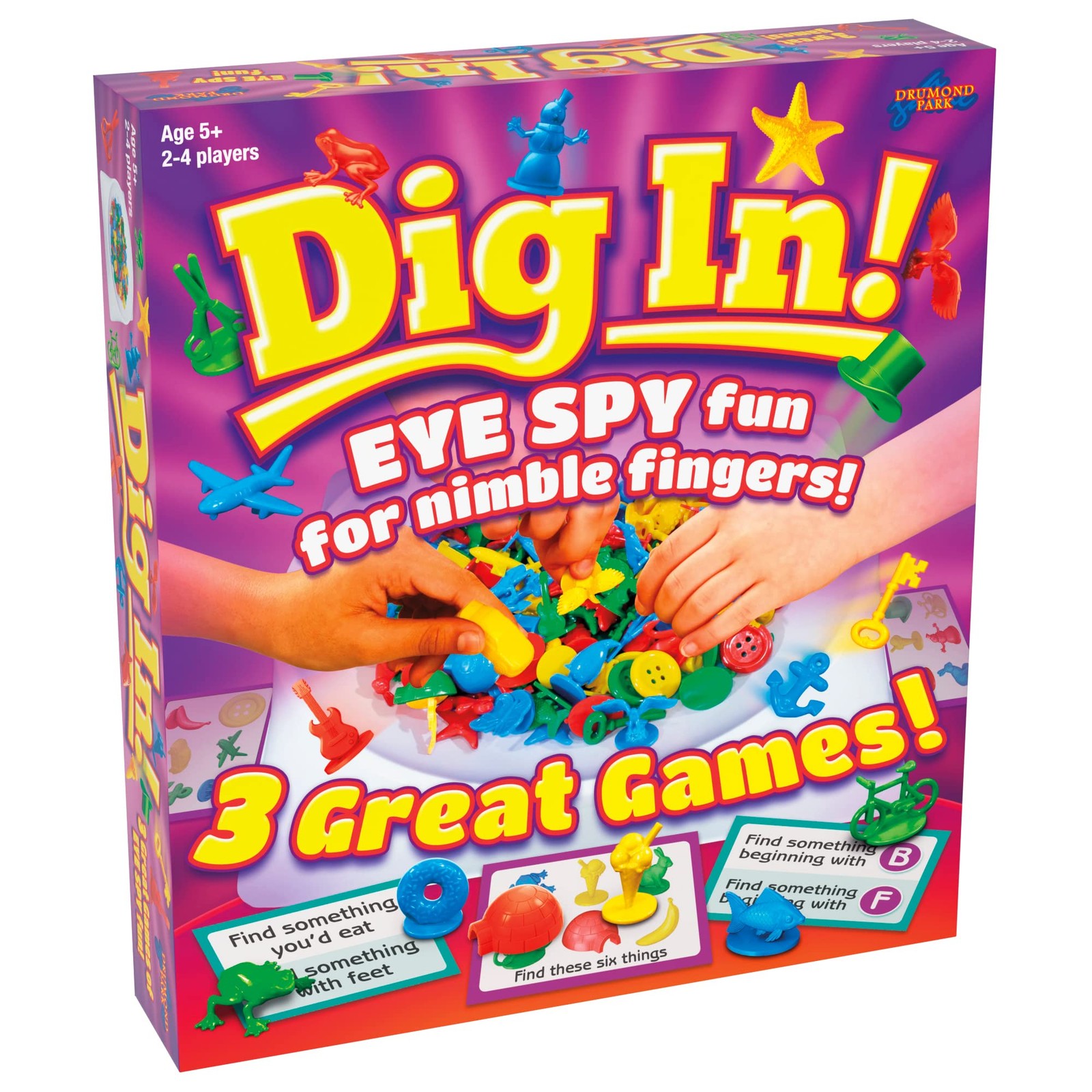 Drumond Park T73478 Dig In Familien-Brettspiele für 2 4 Spieler, 3-in-1-Tischspi