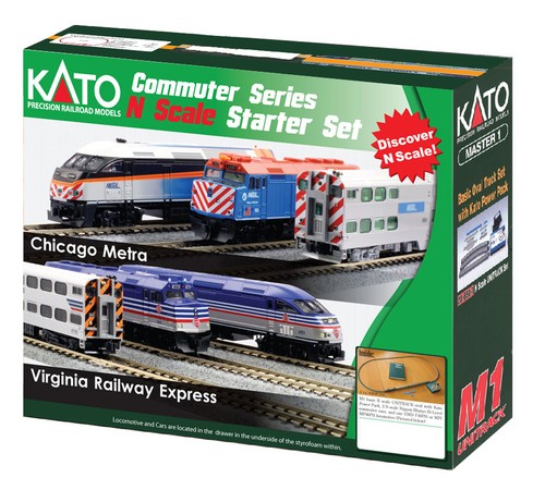Kato 106-0037 Spur N Chicago Metra F40PH Diesel Personenzug Set | Zustand: New