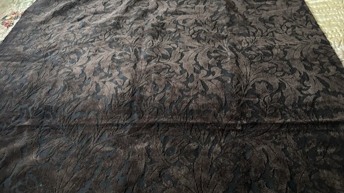 Vintage RICH BROWN VELVET Floral Leaf TAPESTRY Upholstery Fabric 39” X 54” - Bild 3 von 4