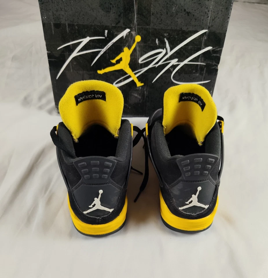 Nike Air Jordan 4 Retro Thunder GS 38.5 Black Tour Yellow 408452-017 avec boîte - Photo 4/4