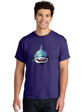 Smiling-Shark(1) Mens Graphic Tee, 100% Cotton, Casual Summer Wear