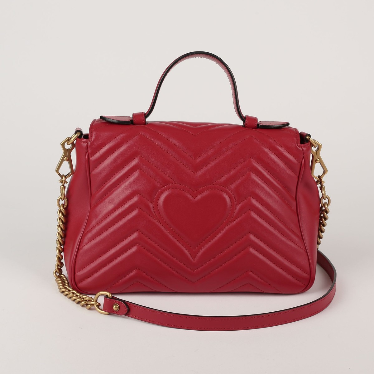 美品 ✨ GUCCI ボストンバッグ オールレザー スタッツ レッド Gucci Red Leather GG Marmont Top Handle Tote and Shoulder