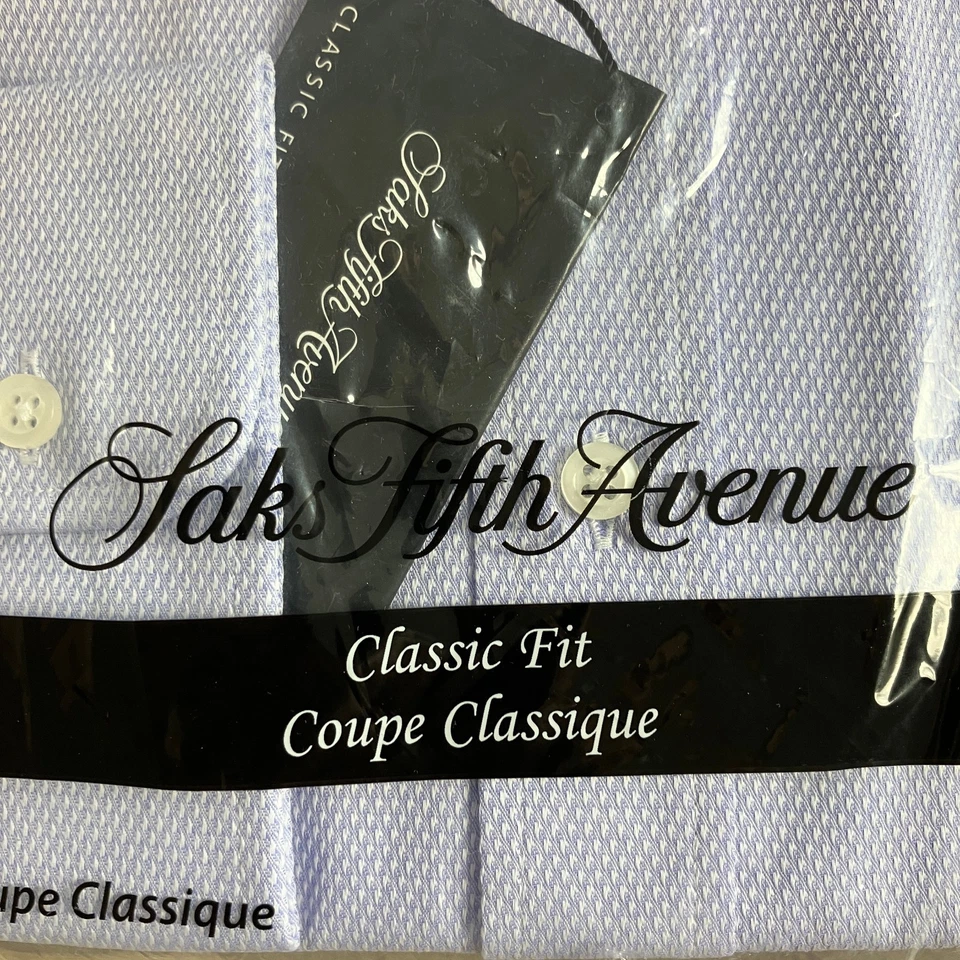 Saks Fifth Avenue Men's Classic Fit Dress Shirt Size 16 1/2 34-35 Purple NWT - Image 2 of 4