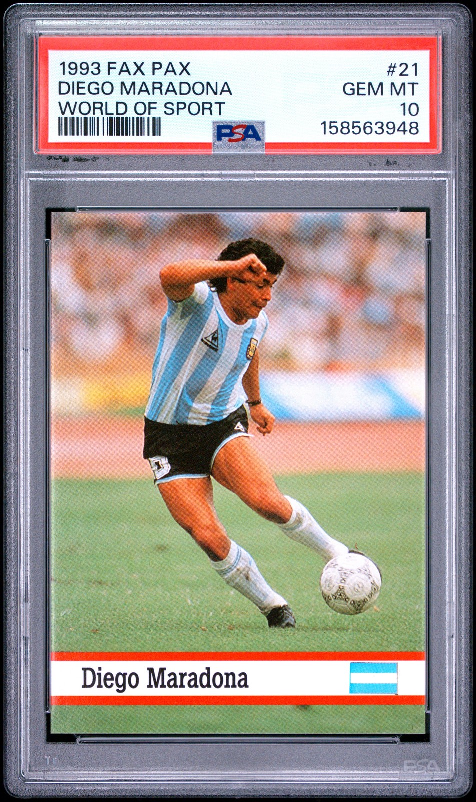 158563948 Diego Maradona 1993 Fax Pax World of Sport #21 PSA 10