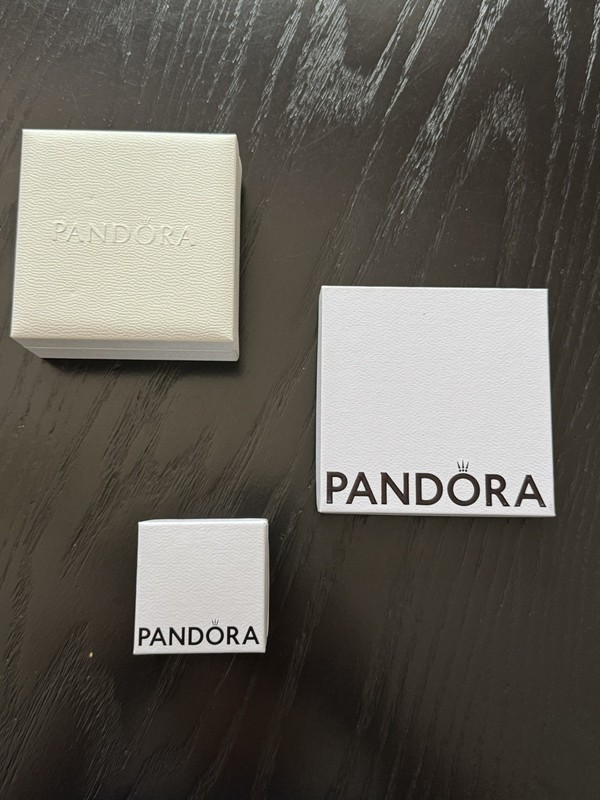Three PANDORA Jewelry Shopping Gift / Storage Chain Bracelet Necklace Boxes 