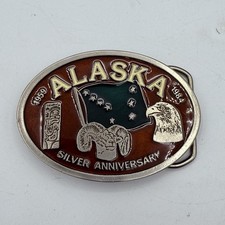 Vintage Alaska Silver Anniversary Belt Buckle 1959-1984 Limited Edition Eagle