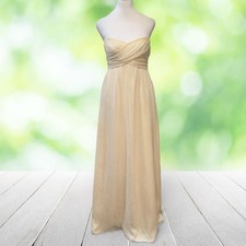 J CREW Silk Chiffon Formal Gown Strapless Sweetheart Bow Back Bridal Size 4