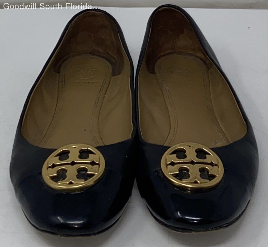 Authentic Tory Burch Womens Chelsea Black Cap-Toe Ballet Flats Size 8.5M Worn