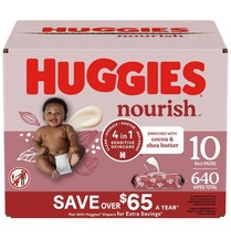 Huggies Nourish Baby Wipes Cocoa  Shea Butter 10 Pack 640 Total Wipes 