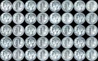 Lot of 20 1942-43-44-45-P Philadelphia Mint Silver Mercury Dimes 90% Silver.