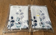 SET OF 2 BLUE / TEAL EUCALYPTUS ROD POCKET CURTAINS / VALANCE / 54" X 17.5" NEW