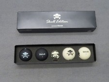 Volvik Vivid Skull Edition Golf Balls 4pk, Black White w/ Ball Marker NEW