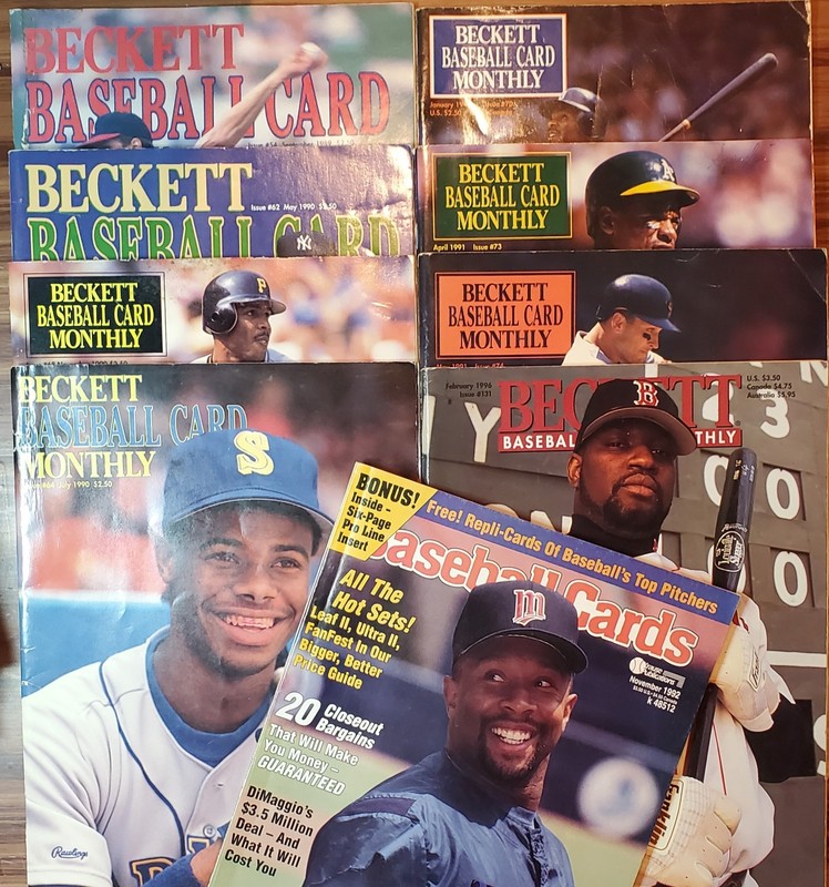  Beckett Baseball Card Magazine Monthly Price Guide Lot Of 9 1989-96 Griffey Jr
