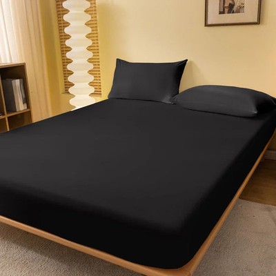 Fests Bettlaken Tagesdecke Schwarz Polyester 80 Threads Festes Design