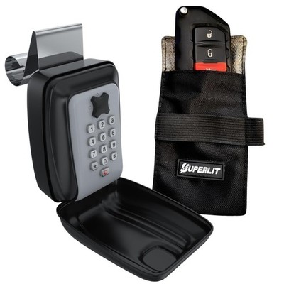 Lock Box with RFID Blocker Pouch for Key Fob - Keyless Entry Protection Anti-...
