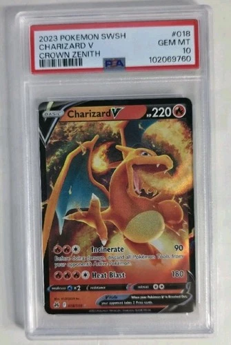 2023 POKEMON SWORD & SHIELD CROWN ZENITH #018 CHARIZARD V PSA 10