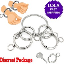 Stainless Steel Neck Collar Handcuff Ankle Cuff Slaves Binding Round Harness