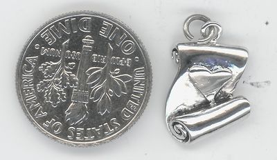 STERLINGSILBER DJB TH GEPRÄGTES HERZ ROLLE CHARM ANHÄNGER 925 9966