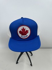Vintage Canada Trucker Hat Blue White Snapback Cap Classic Logo Patch Adult