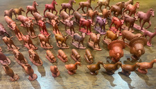 Auburn toys 1950s vinyl plastic plastic farm animals toy figures LOT OF 57 TAN