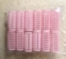 Lot Of 12 Vtg Pink Wilhold Plastic Hair Curlers 2.75" x 1