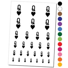 Queen of Hearts Card Suit Temporary Tattoo Water Resistant Set Collection