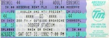 U2 ZO0 TV OCT. 31, 1992 DODGER STADIUM CONCERT TICKET / NMT 2 MINT