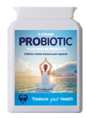 TREASURE YOUR HEALTH Anti-Candida Probiotic with Prebiotic | Six Named Acid & Bile Resistant Strains