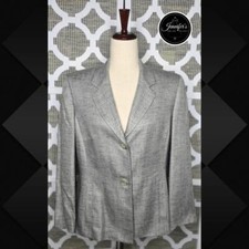 Rena Rowan Gray  Black Rayon Silk Wool Polyester Tweed Blazer Size 12