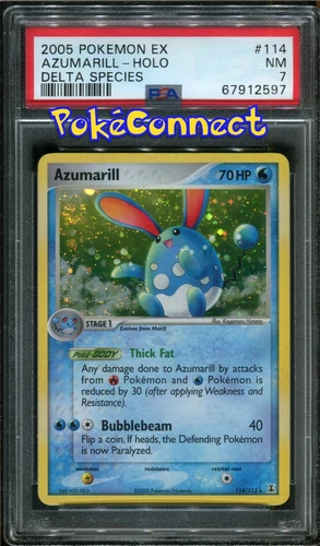 PSA 7 Pokemon Azumarill Secret Rare Holo ex Delta Species 114/113 SWIRL!