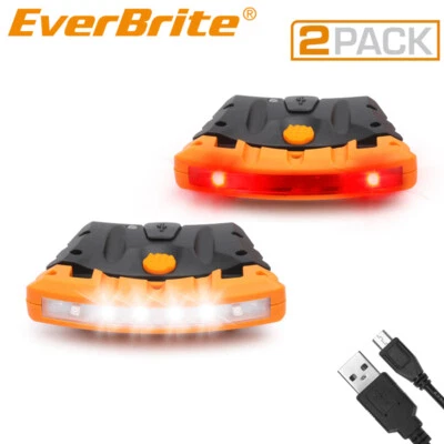 EverBrite 2 Packs Rechargeable Hat Light Waterproof Clip Cap Light Pivoting Head
