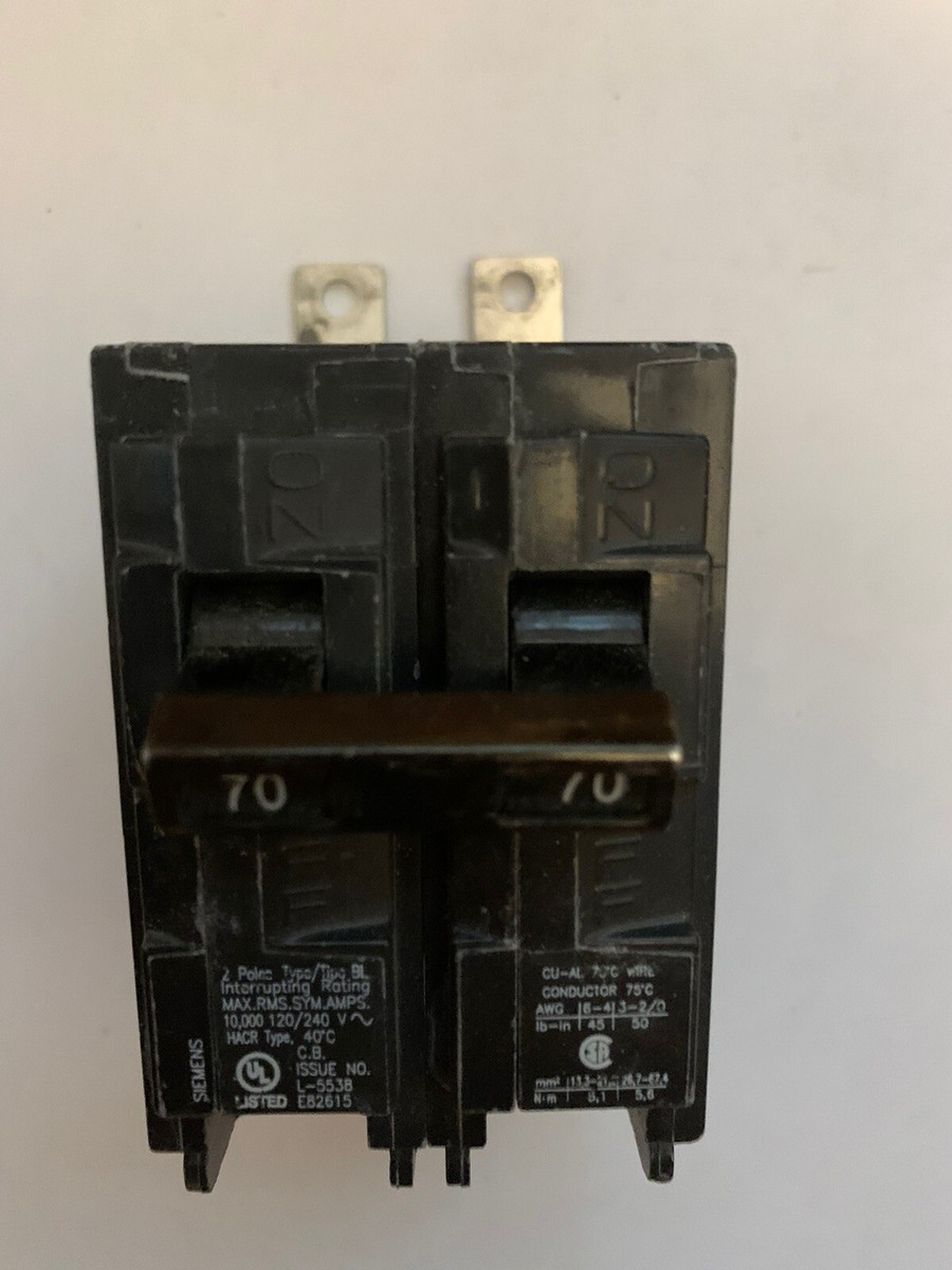 Siemens l-5538 70-Amp 10KAIC Double Pole 120/240-Volt 70A Bolt in Breaker  TESTED | eBay