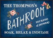 Bathroom Sign Personalised Metal Sign Home Wall Plaque Bath Washroom Vintage