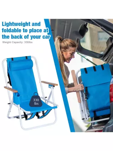 2pcs 23 * 21.7 * 31.5in Blue Beach Chair Oxford Cloth 120kg 4-speed Adjustable - Picture 7 of 12