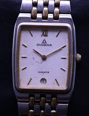 DUGENA QUARZ HERREN TANK ARMBANDUHR ZWEIFARBIG HAT PULS ZUR